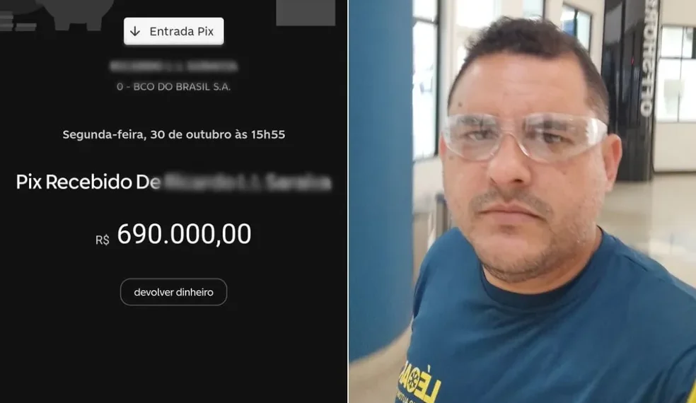 Empresário de Santos, no litoral de São Paulo, levou um susto ao receber um PIX de R$ 690 mil por engano